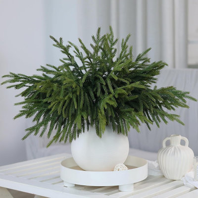 Artificial Norfolk Pine Branches – Green – 16-Piece Set, 18-Inch Faux Greenery Stems For Indoor & Outdoor Décor