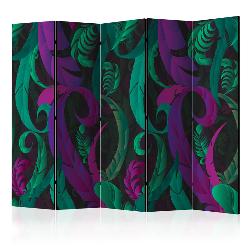 Room Divider - Dance Of Feathers II [Room Dividers], 172cm H x 225cm W x 3cm D, 5