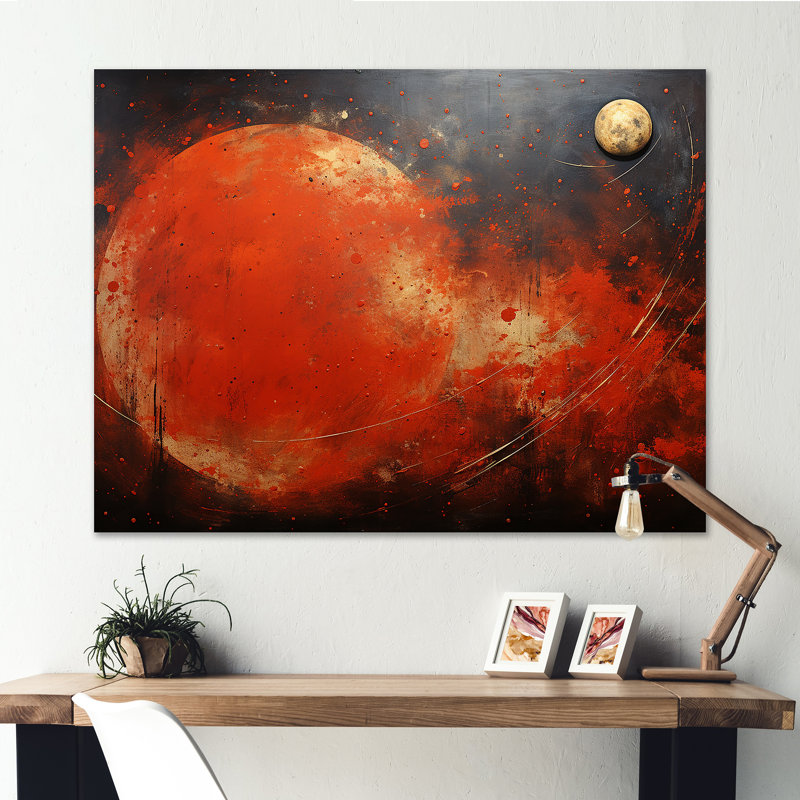 Noir et rouge, planète Mars - Art mural, Toile tendue, H 24 po x l 32 po x P 1 po
