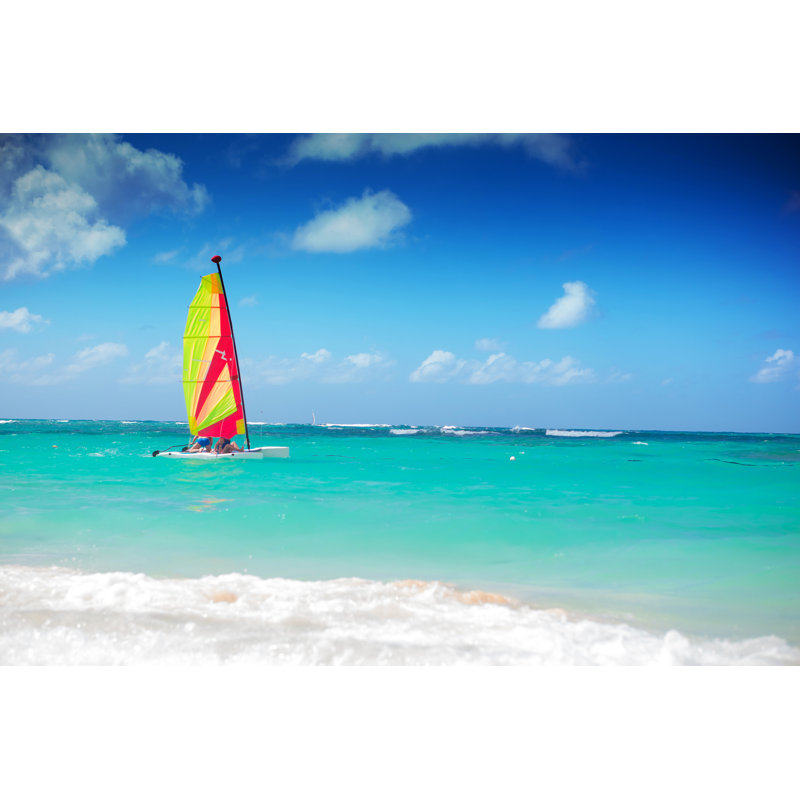 Catamaran à voile par Nourry - Photographie sur toile tendue, L 12 po x H 8 po