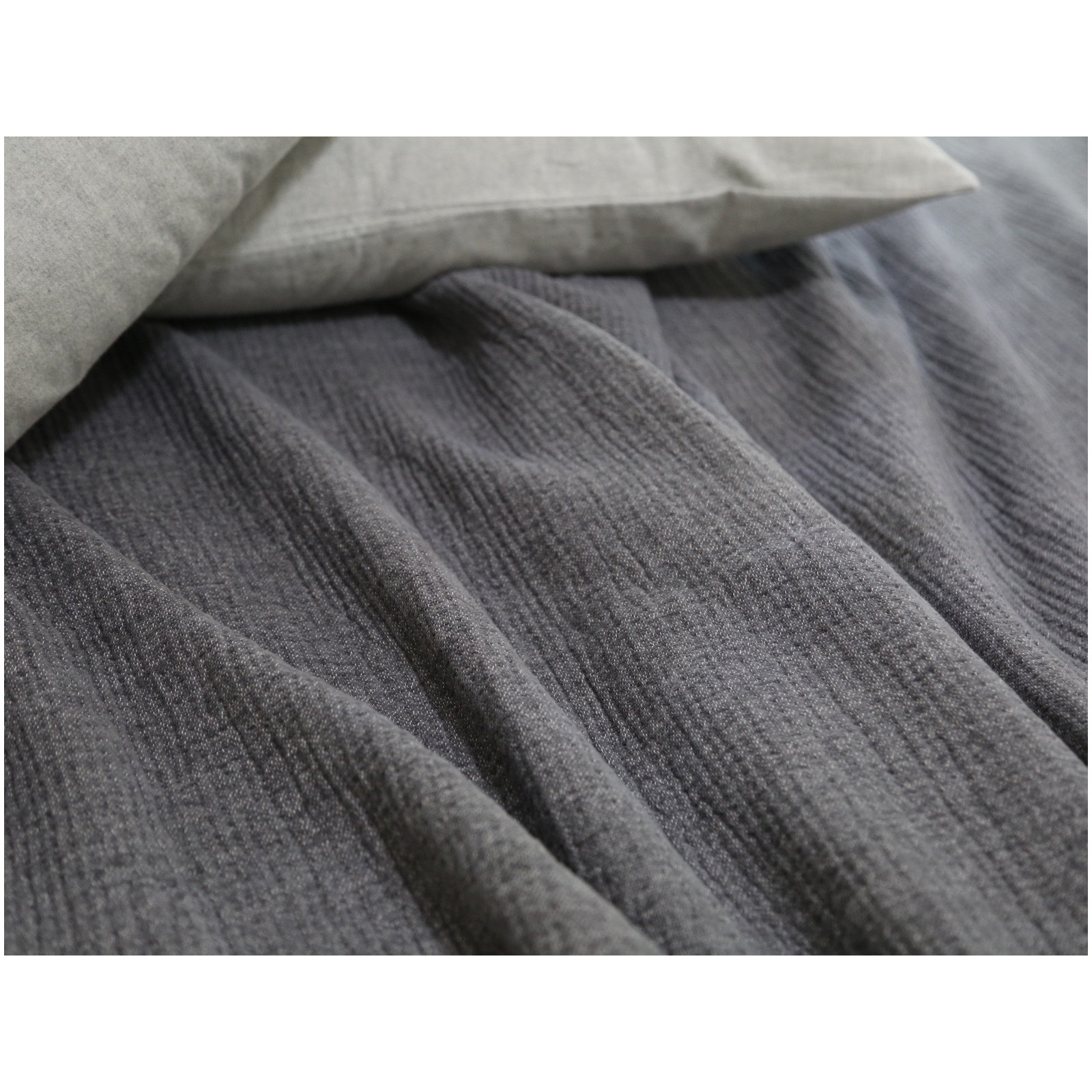Cozy Cotton Hand Woven Throw Blanket, Charcoal, King