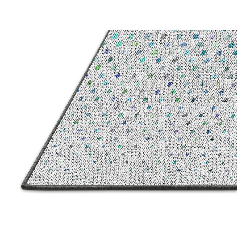 Tapis bleu/blanc à motifs, Rectangle 3 pi x 5 pi