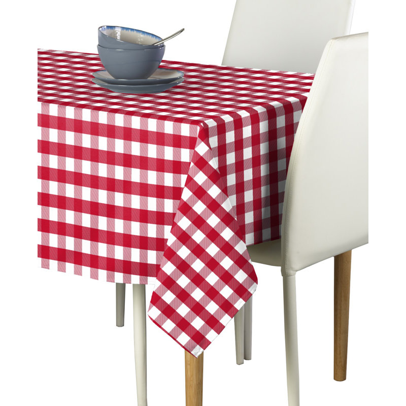 Red Plaid Checkered Rectangular Tablecloth 104 x 60, 104" L x 60" W, Red