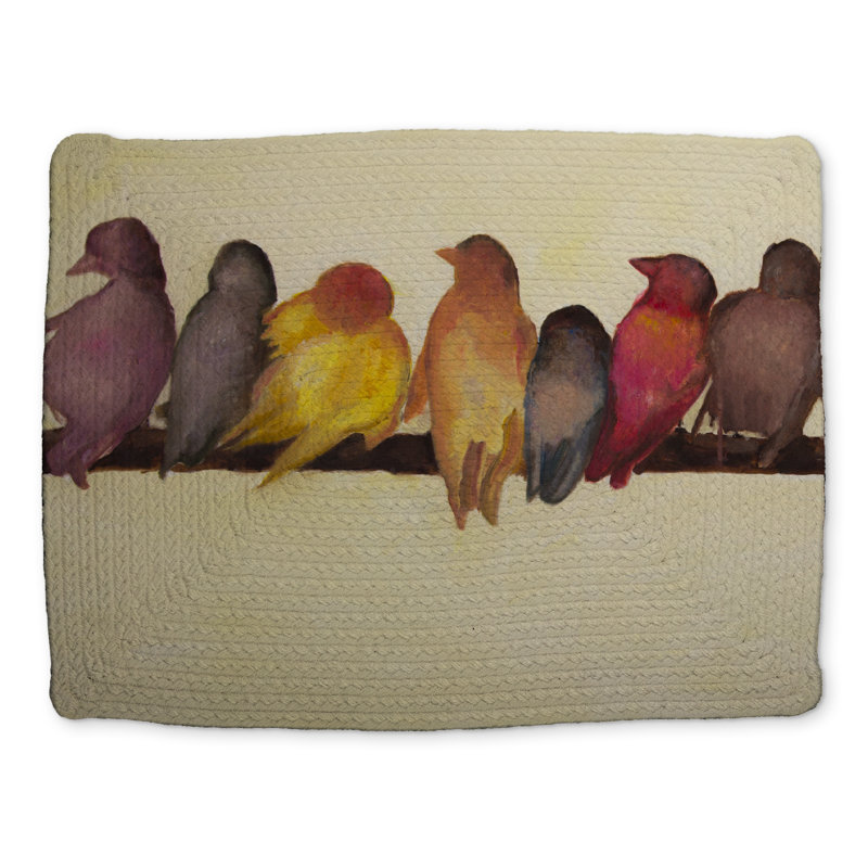 Napperon contemporain en polyester jaune oiseau | Décoration intérieure