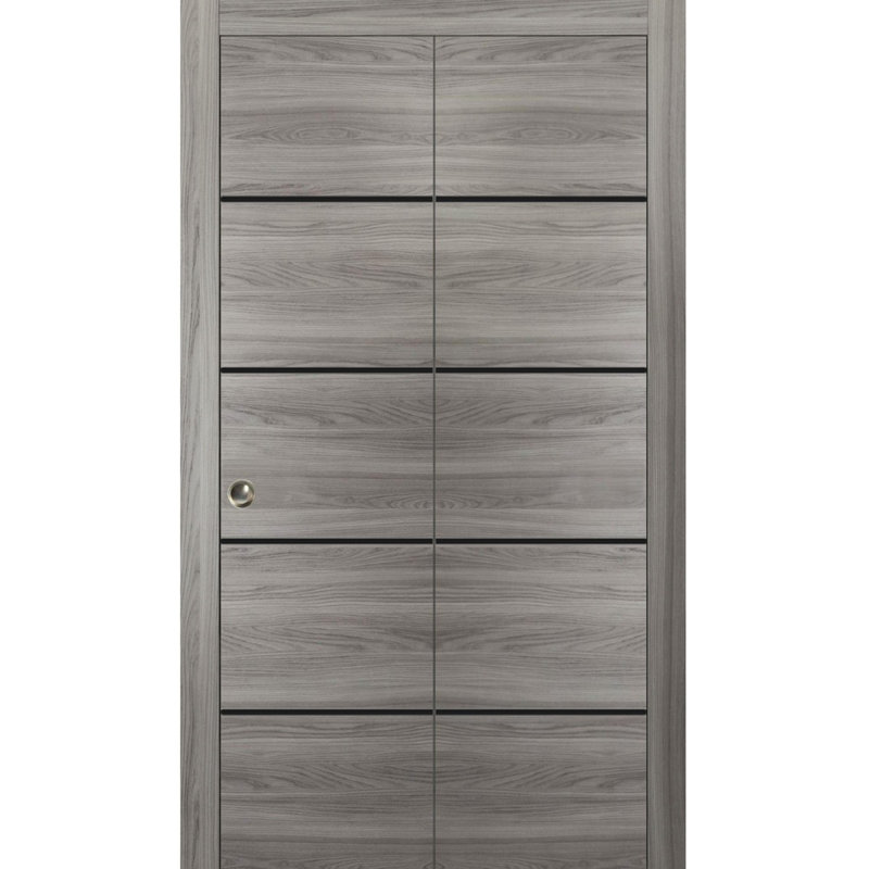 Porte pliante en bois massif massif, Frêne gingembre, 84 po x 96 po