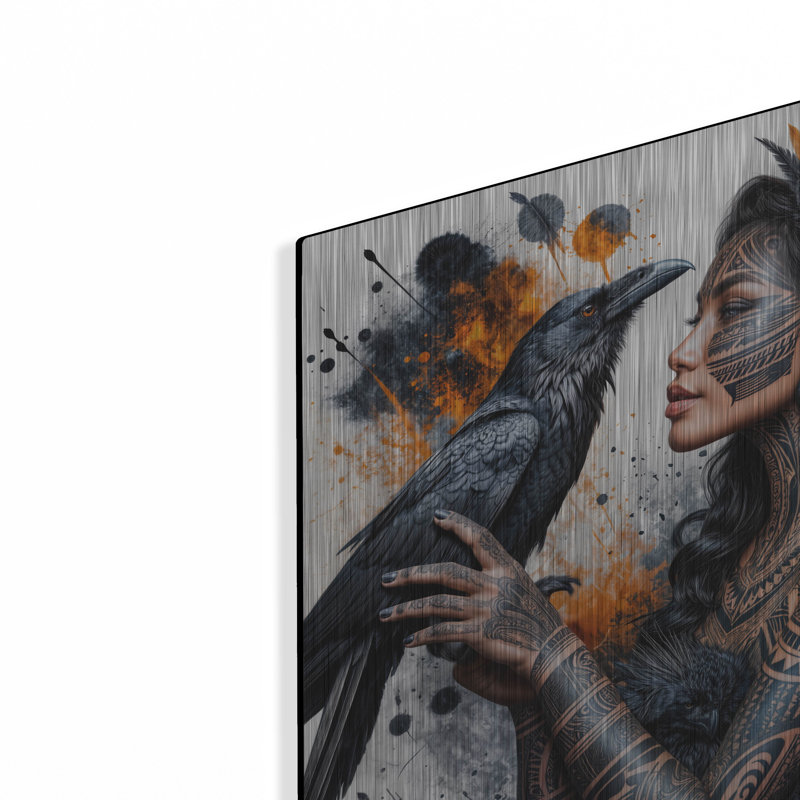  «Raven» par Rey Klimt, art mural en métal, 12 po x 12 po, H 12 po x l 12 po