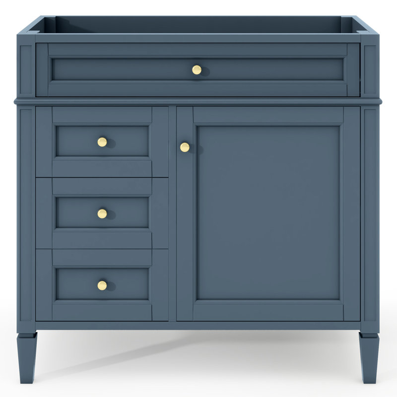 Meuble-lavabo de 36 po sans lavabo supérieur, armoire de rangement moderne avec 2 tiroirs et un tiroir basculant, structure en bois massif (n'inclut pas le lavabo)