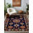 Madeline Collection Digital Print Cotton-Polyester Navy Colorful Moroccan Rug-717420809