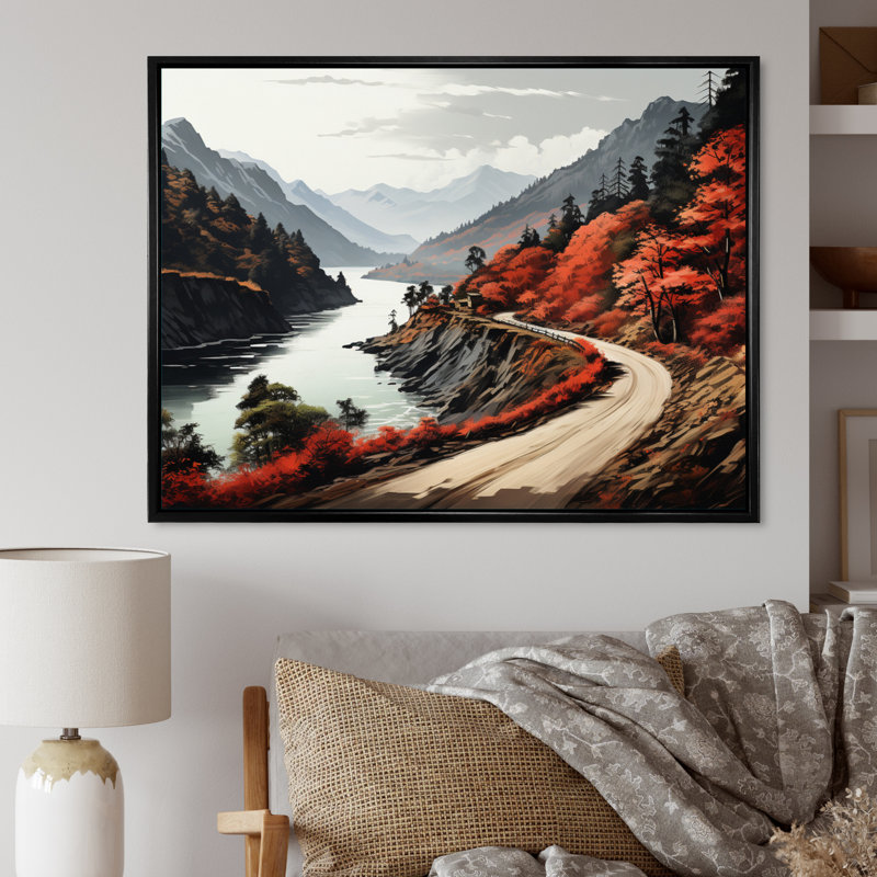 Endless River Journey Through Mountain II, H 16 po x l 32 po, Cadre photo noir