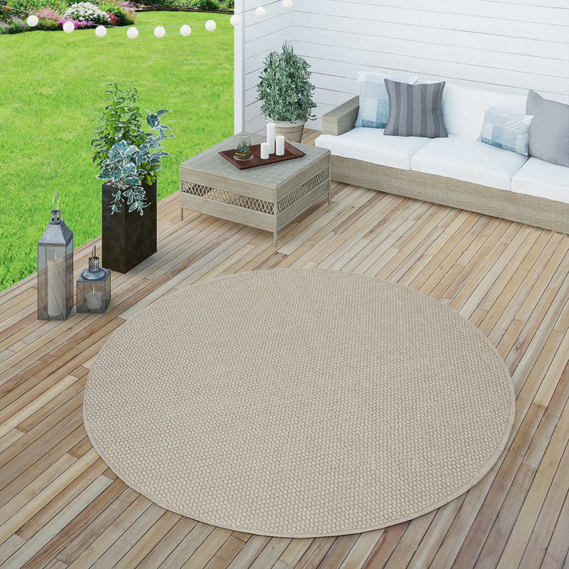 Mirfield Solid Colour Indoor / Outdoor Area Rug, Round 200cm