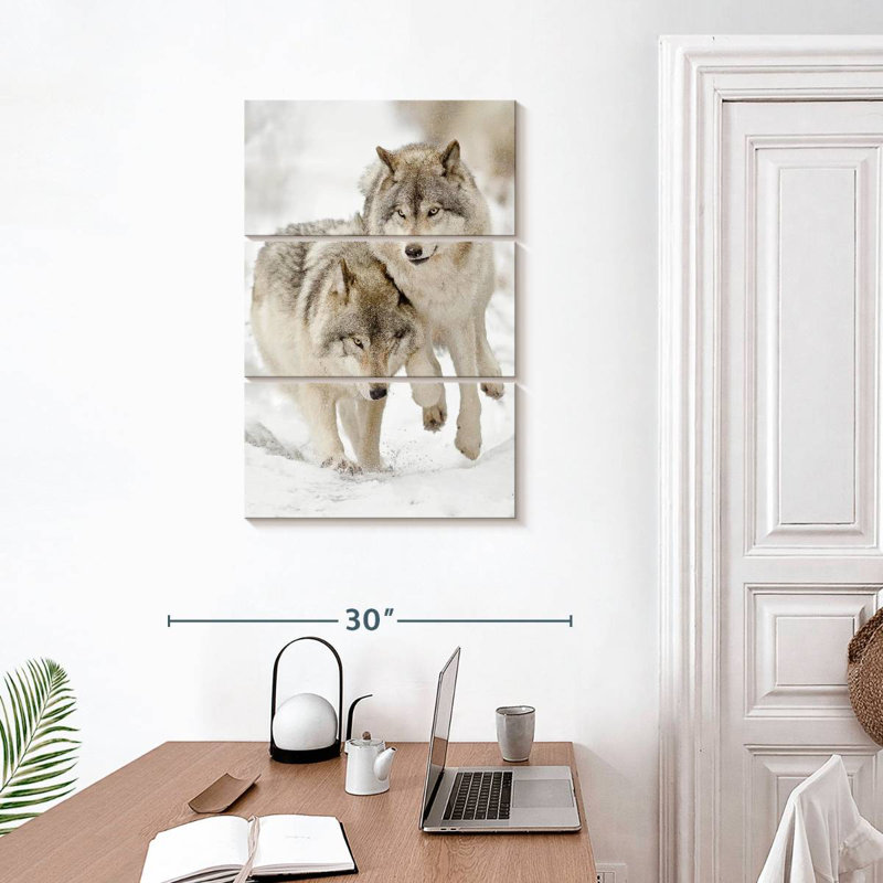 Brampt Playful Gray Wolves, 32" H x 20" W