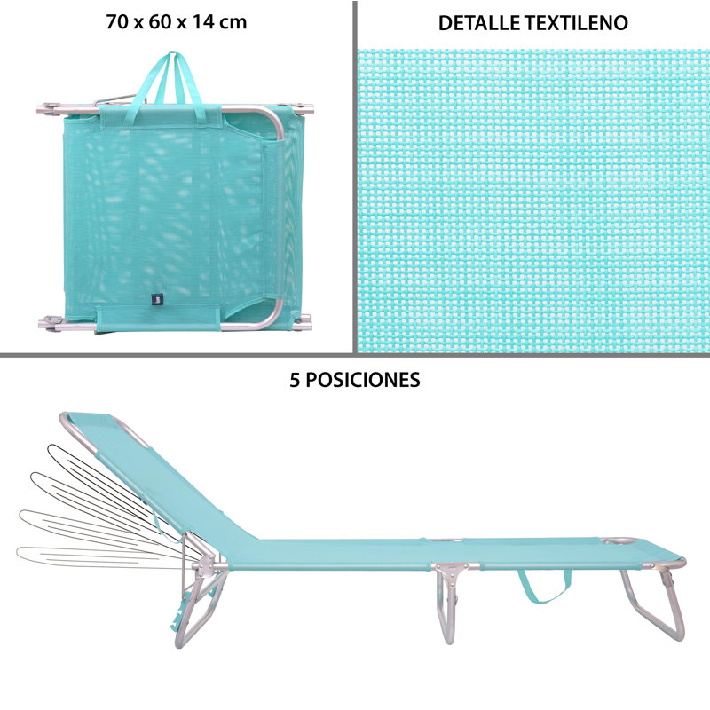 Antwine 58cm Long Reclining Single Chaise, Aquamarine