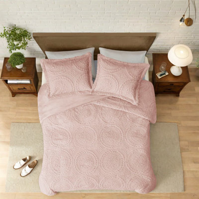 Ensembles de literie de luxe rosé, édredon moelleux en polyester avec un élégant motif brodé, parfait pour la décoration intérieure