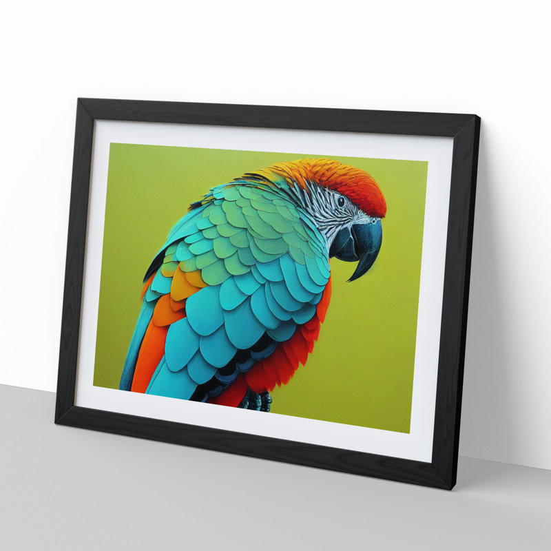 Colourful Parrot Vol.2 - Single Picture Frame Print, 25cm H x 34cm W x 2cm D, Black Framed