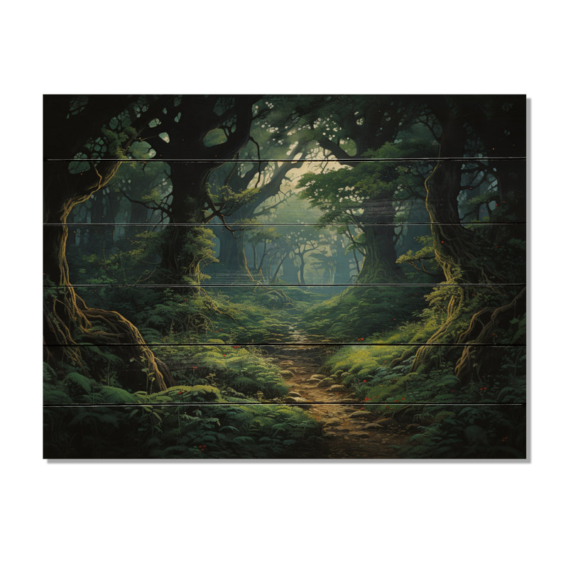 Chêne vert chuchotant des ombres I sur bois, H 24 po x l 32 po x P 0,78 po