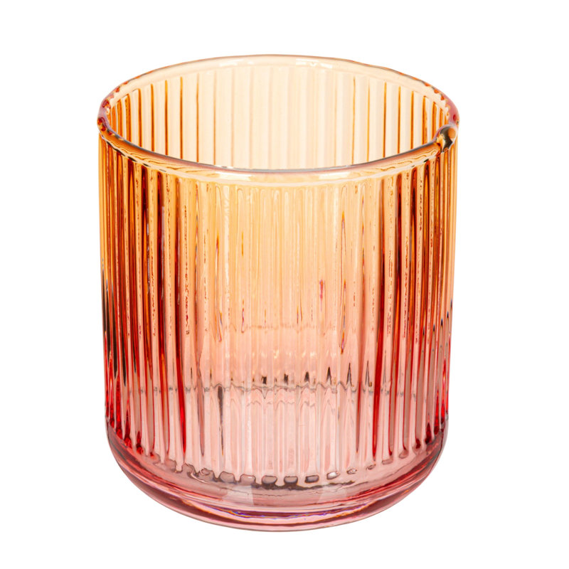 Ribbed Glassware Set Handblown Glass in Pink and