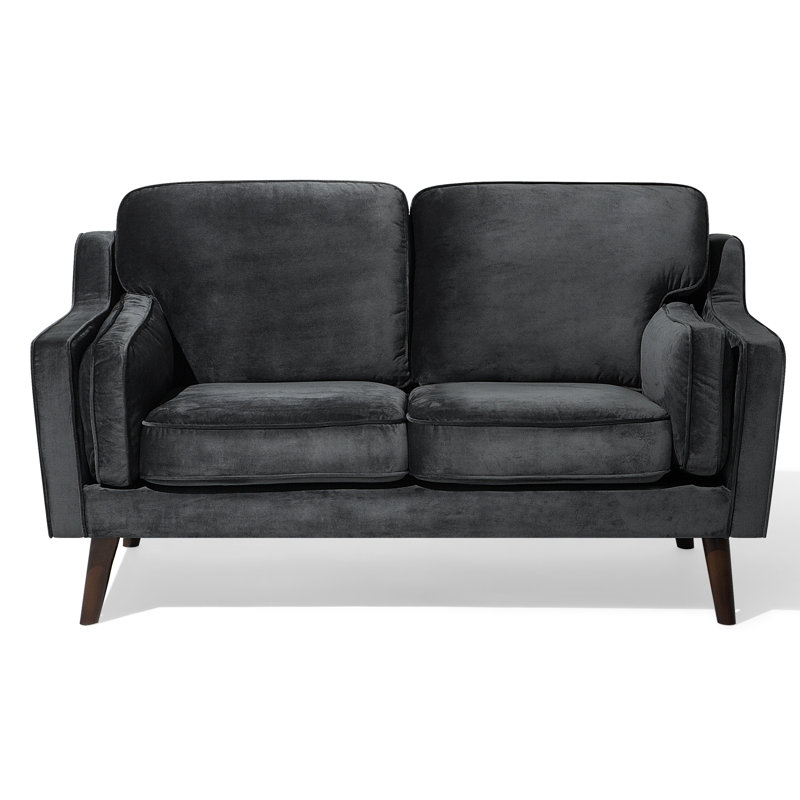 Forsyth Velvet Loveseat, Dark Grey