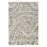 Beige and Brown Abstract Distressed Area Rug