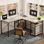 Bureaux en L 95,2 po avec tablettes, bureau d'ordinateur de coin réversible ou table longue pour 2 personnes Nedyo