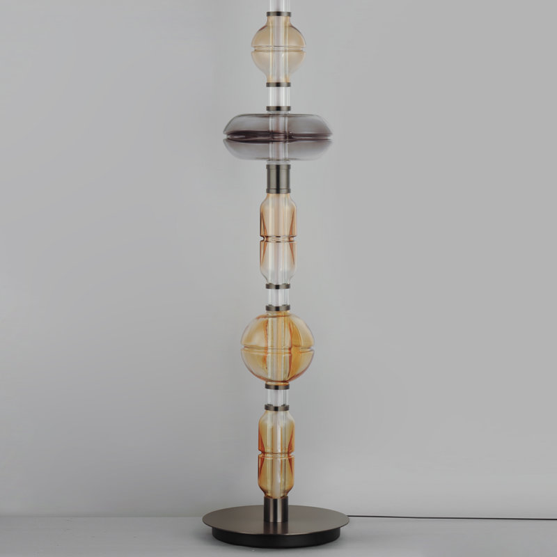Gusto LED Floor Lamp, Gunmetal, Amber/Clear