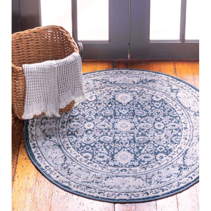 Transitional Gaastra Area Rug Forest Color, Round 3'3"