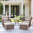 Elona 5 Piece Outdoor Wicker Swivel Glide Chair Set with Cushions-2115443525