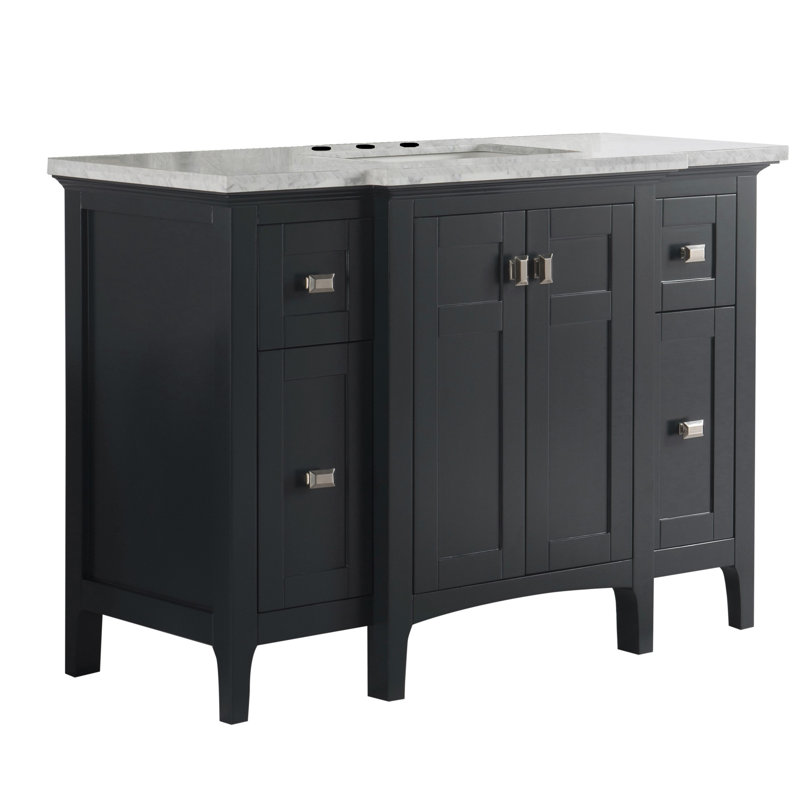 Science 49'' Single Bathroom Vanity with Carrara Marble Top, Dark Gray