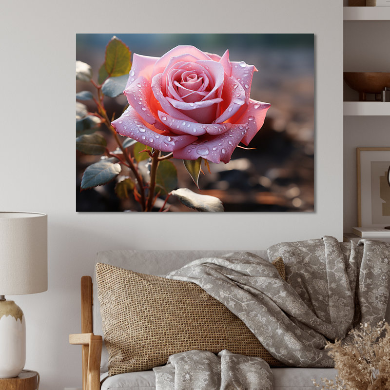 Fleurs sérénité en rose - décoration murale florale en métal, H 12 po x l 20 po x P 1 po