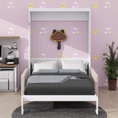 Grand lit escamotable mural avec coussin