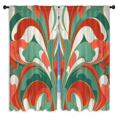 Rideaux de fenêtre de style Art nouveau à motif floral et obscurcissant - 2 panneaux
