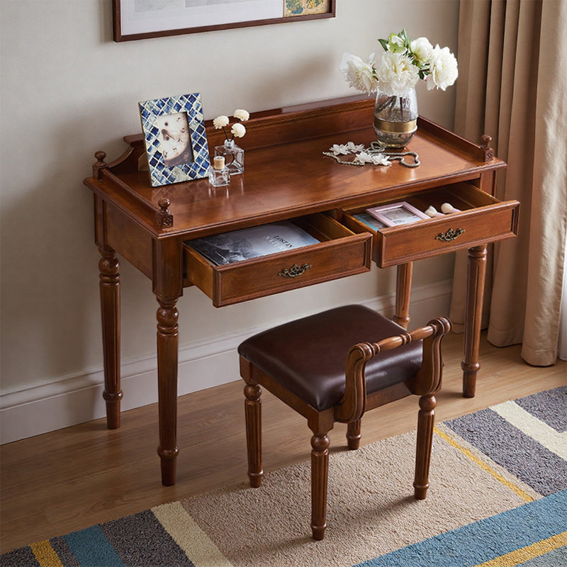 Rectangular Simple Retro Solid Wood Writing Desk, 29.92" H x 39.37" W x 17.71" D