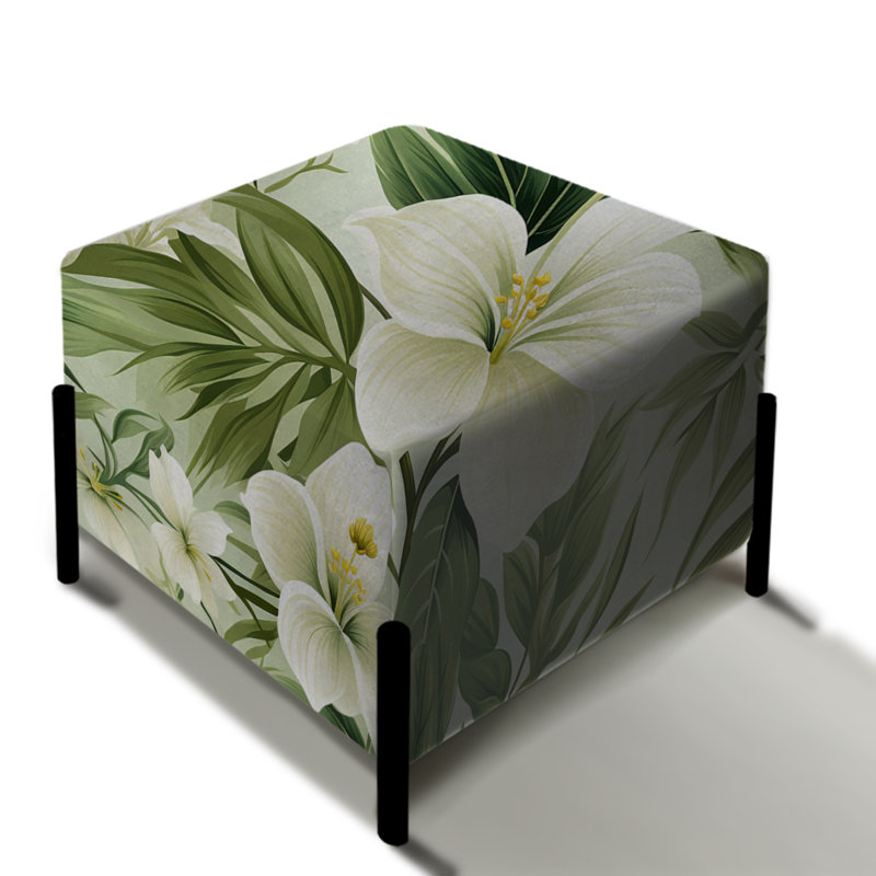 Minimaliste à motif floral tropical II - repose-pieds carré tropical