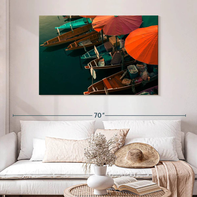 Marché flottant Mehar en Thaïlande, H 32 po x l 48 po