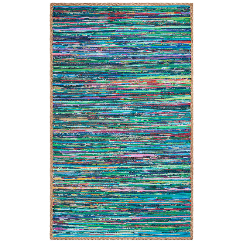 Tapis abstrait en coton et jute tissés à la main Naveen, Rectangle de 5 pi x 8 pi