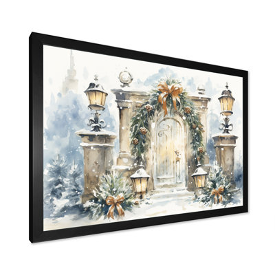 Art mural de Noël, porte de guirlande de Noël en hiver 4