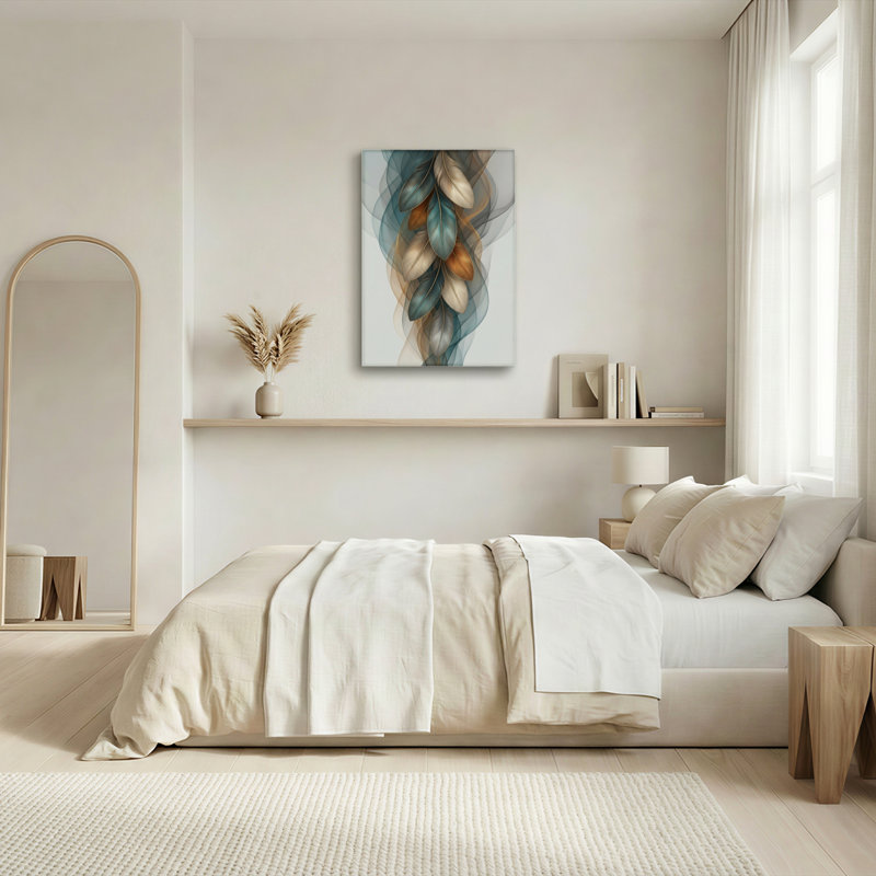 Ensemble de 1 tableau sur toile « Vagues de plumes », 48"H x 32"W, Wrapped Canvas