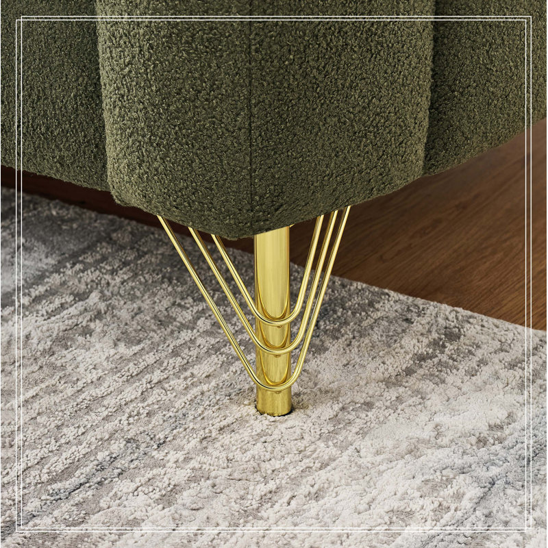 Canapé surdimensionné en chenille de 83 po, canapé profond de luxe à 3 places, canapé capitonné moderne, canapé avec pieds en métal doré pour le salon, la chambre à coucher et un appartement (vert)