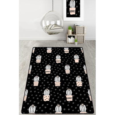 Elegant Area Rug (3.3 x 4.0 ft), Modern Black, White & Grey, 100% Polyester | Antibacterial, Non-Slip Felt Dot Underside, 0.4 in Pile Height | Machine Washable, Durable & Stylish for Living Room, Bedroom, or Office