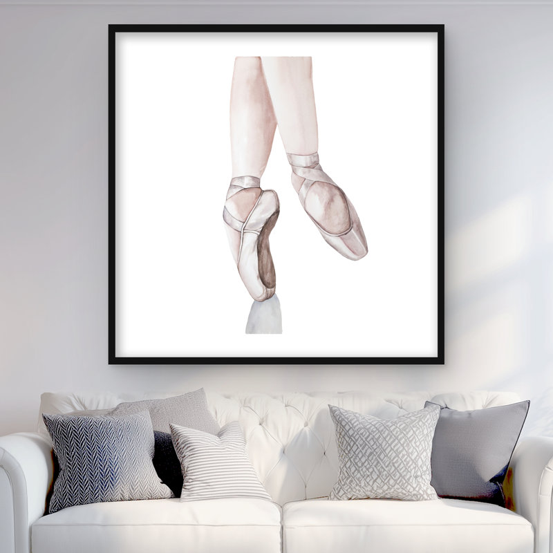 Pieds de ballerine - Impression mat romantique encadrée pour la décoration intérieure, Noir