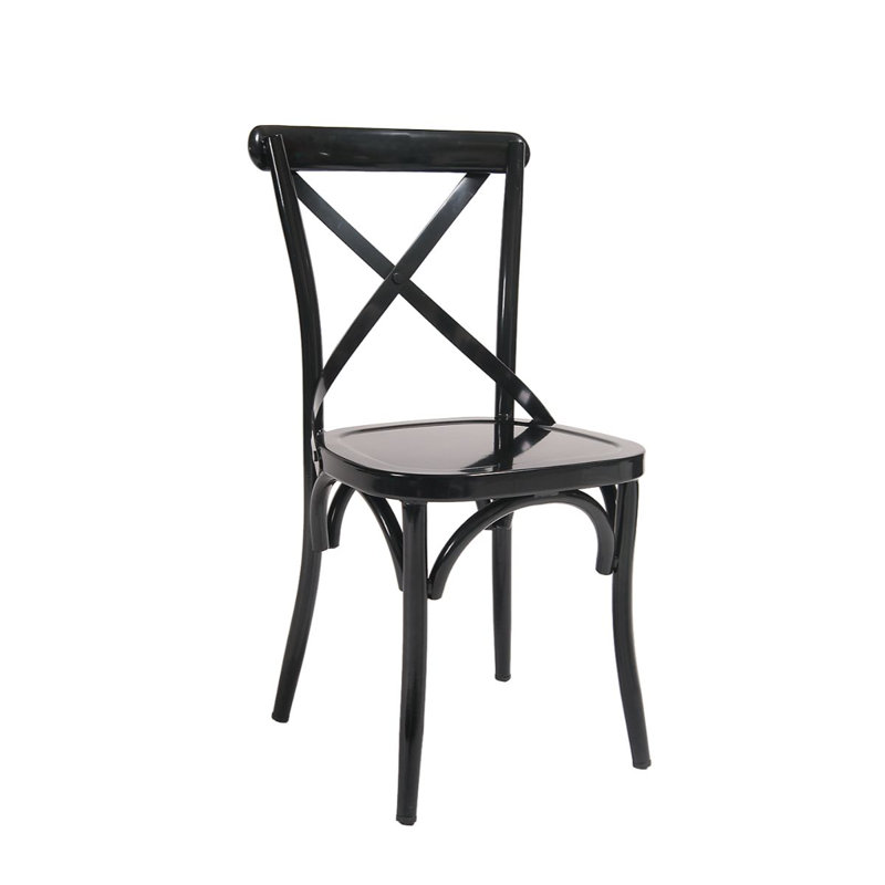 Metal Cross Back Side Chair in Black