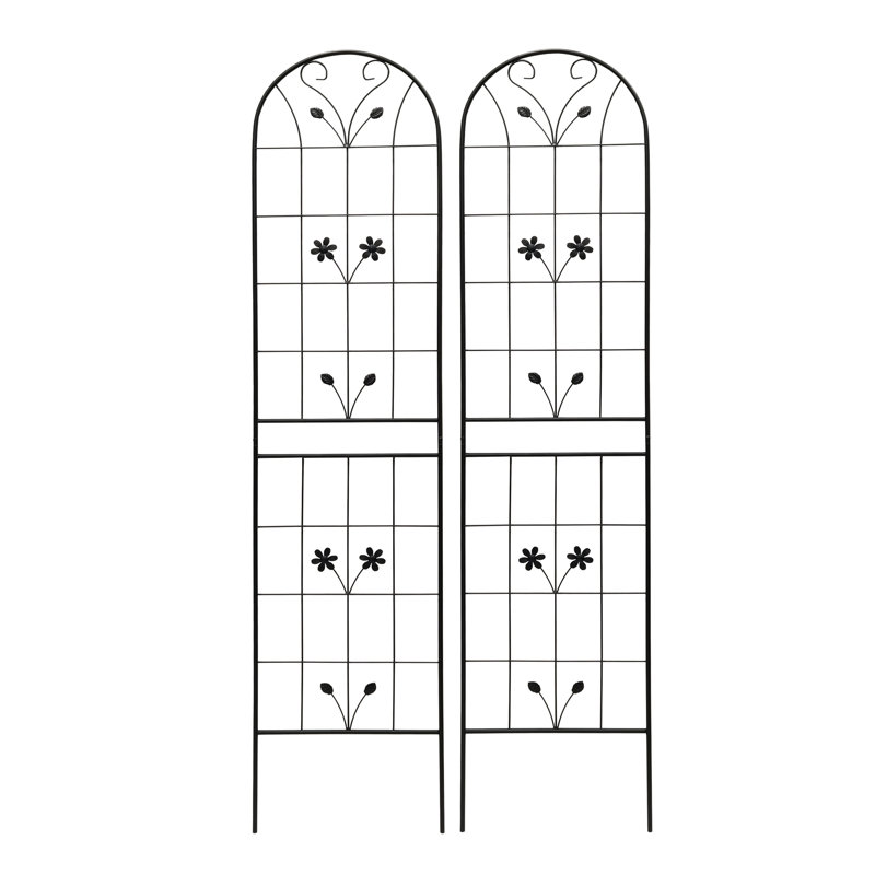 Treillis de jardin en métal 86,7 po x 19,7 po 2, support de fleurs extérieur antirouille, noir, facile à construire, tube galvanisé, convient aux vignes de lierre, rose, gloire du matin, jasmin, raisin, concombre, haricots,
