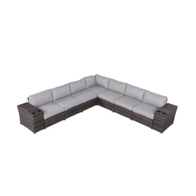 Biles Fully Assembled 9 Piece Sectional Seating Group with Cushions by Latitude Run