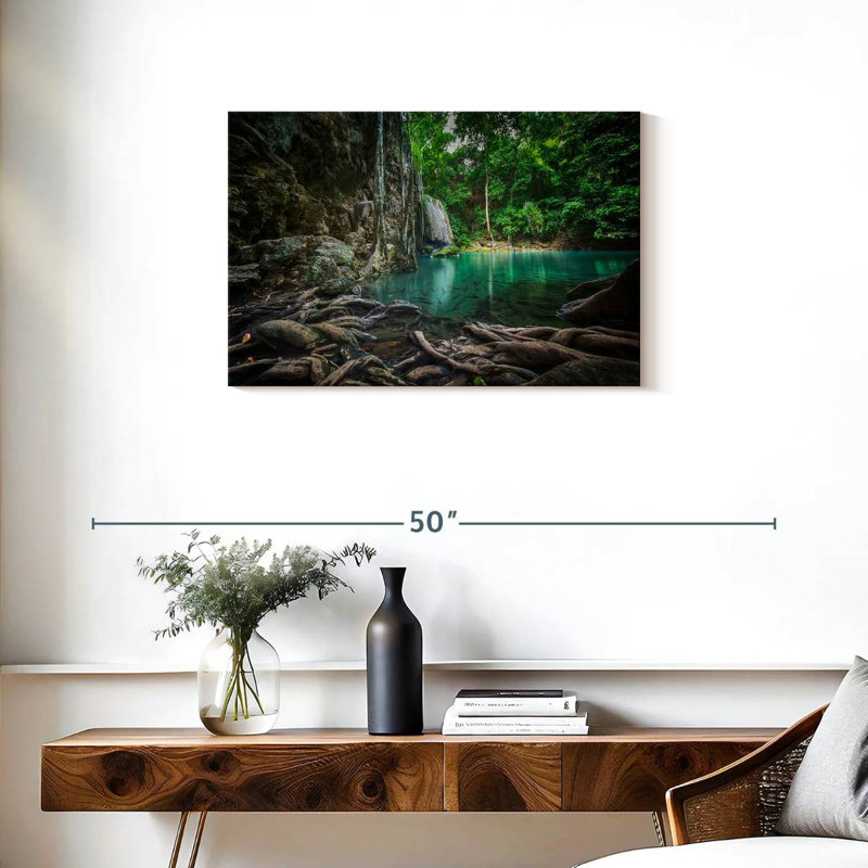 Paysage de cascade Kavia Erawan, H 20 po x l 30 po