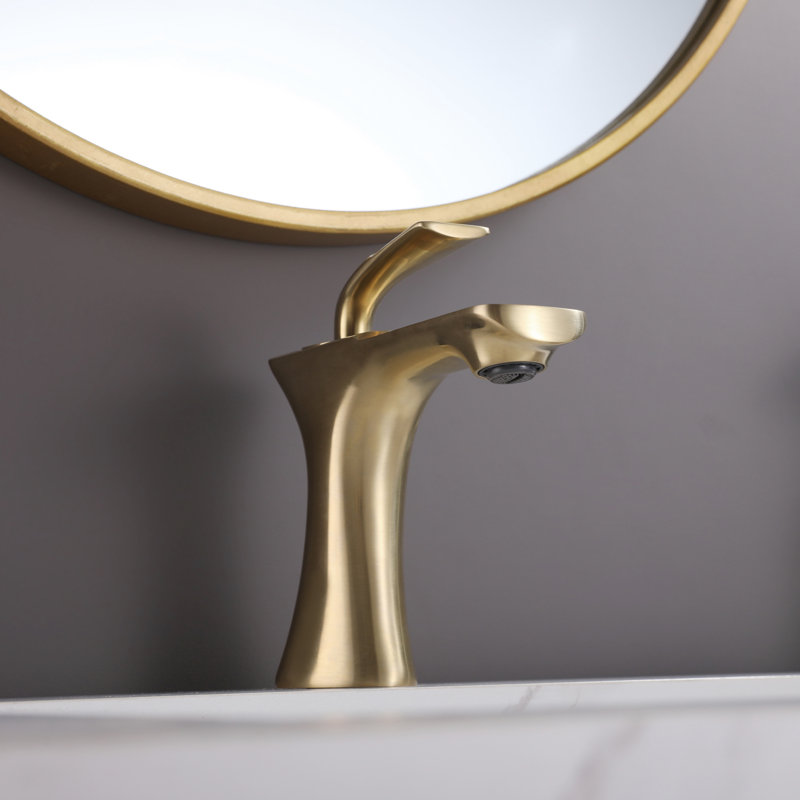 Single-Hole and Mounting / Installation Required -handle Bathroom Faucet, Brushed Gold