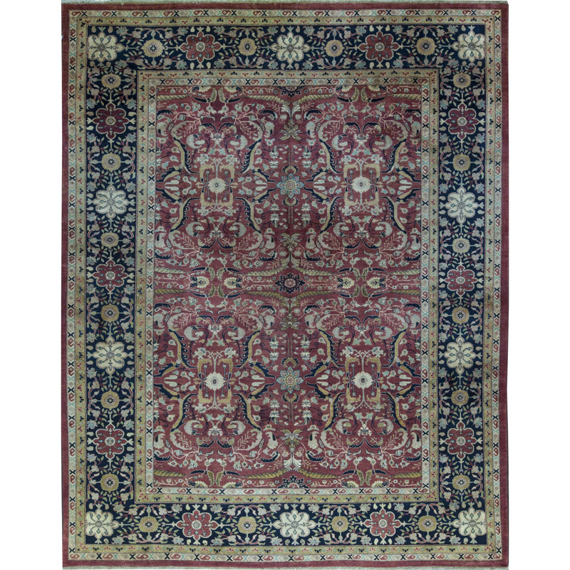 Wool Oriental Area Rug in Rust/Black