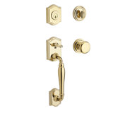 Westcliff Handleset with Single Cylinder Deadbolt and Door Knob and Traditional Round Rosette