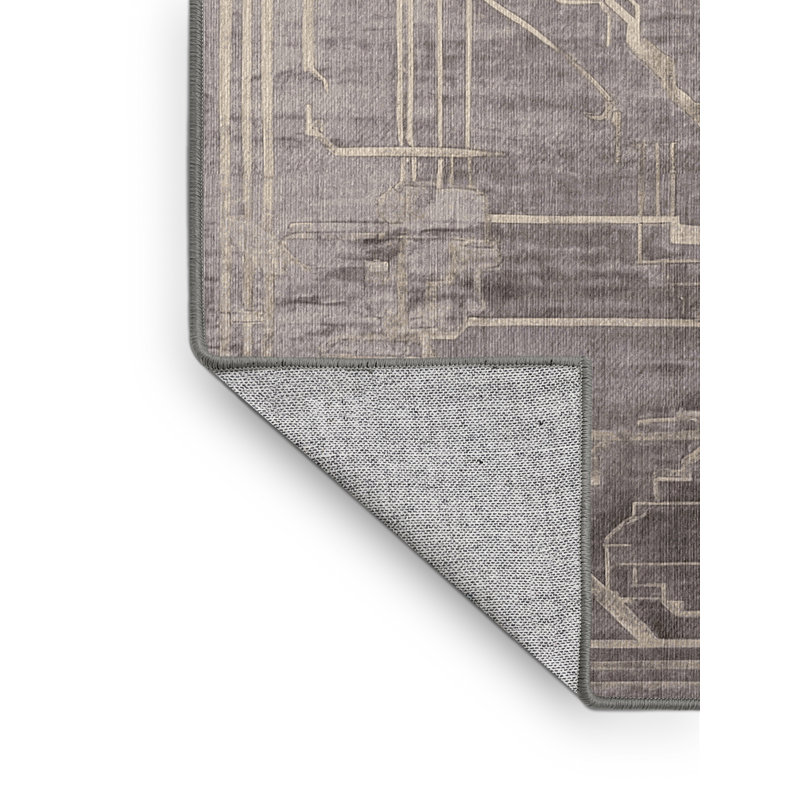 Tapis gris lavable à la machine, Rectangle 8 pi x 12 pi