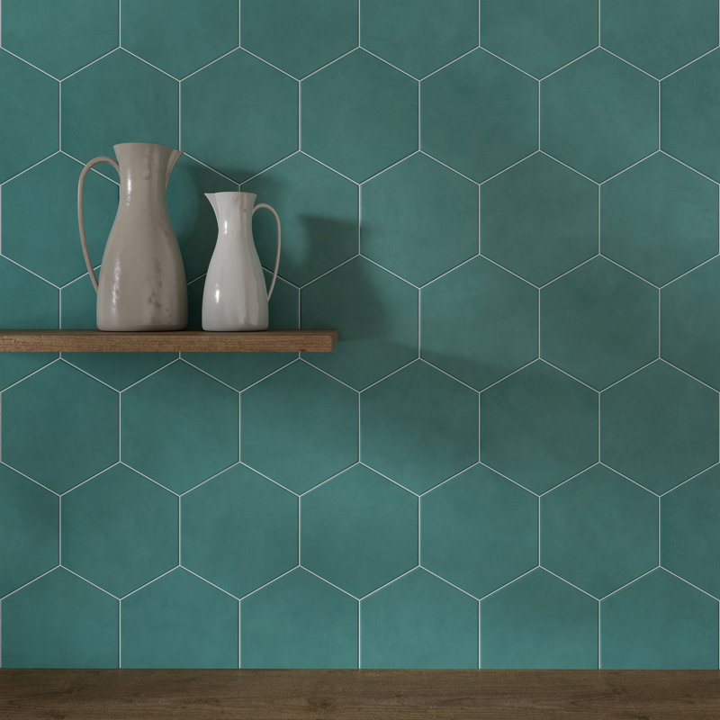 Honeycomb 9in.x10in. Hexagon Porcelain Tile, Green Matte