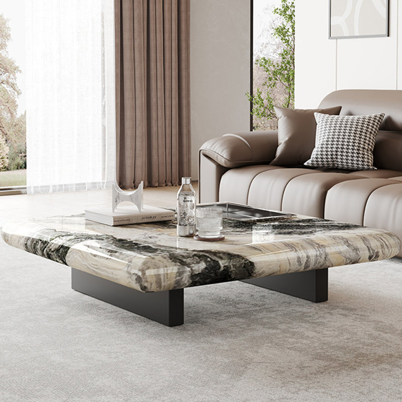 Minimalist marble high-end coffee table, 12.59" H x 47.24" L x 47.24" W