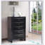 Commode contemporaine Marilla G1500-CH avec placages en bois véritable durable et élégantes façades de tiroirs en résine moulée, finition noire
